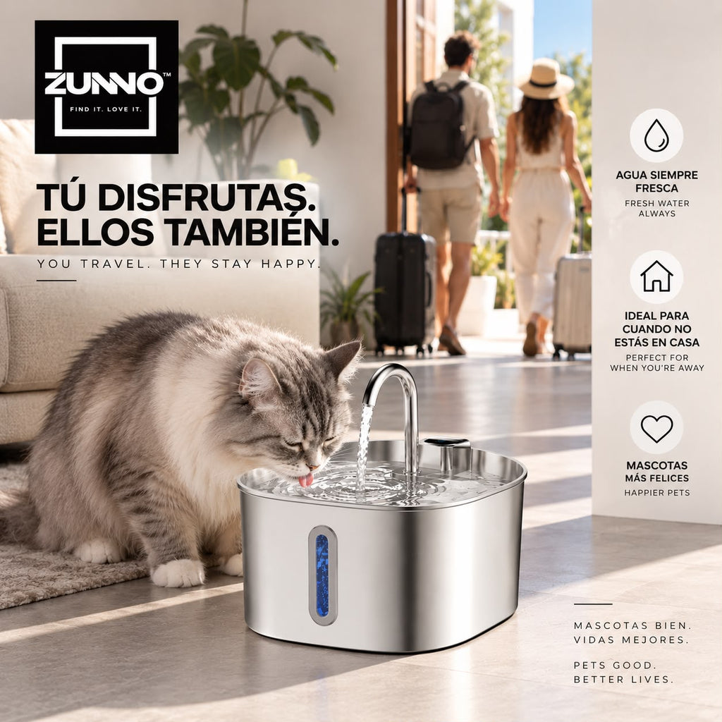 ZUNNO™ Smart Pet Water Fountain | Fuente Inteligente para Mascotas 2.2L