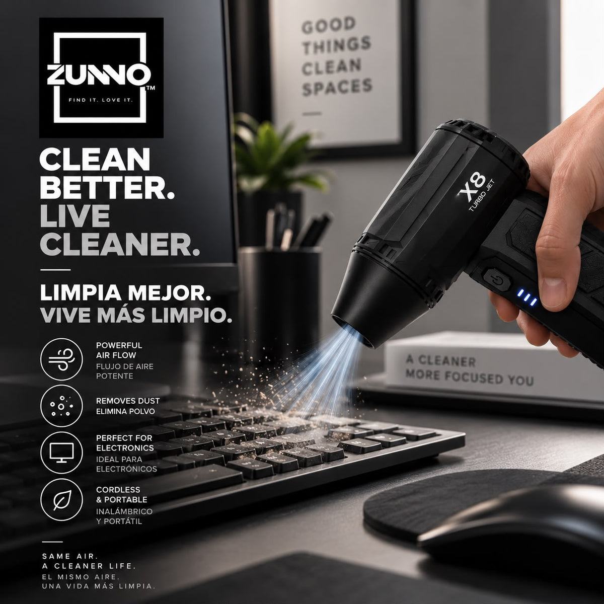 ZUNNO™ Turbo Jet X8 | Soplador de Aire Portátil 150,000 RPM